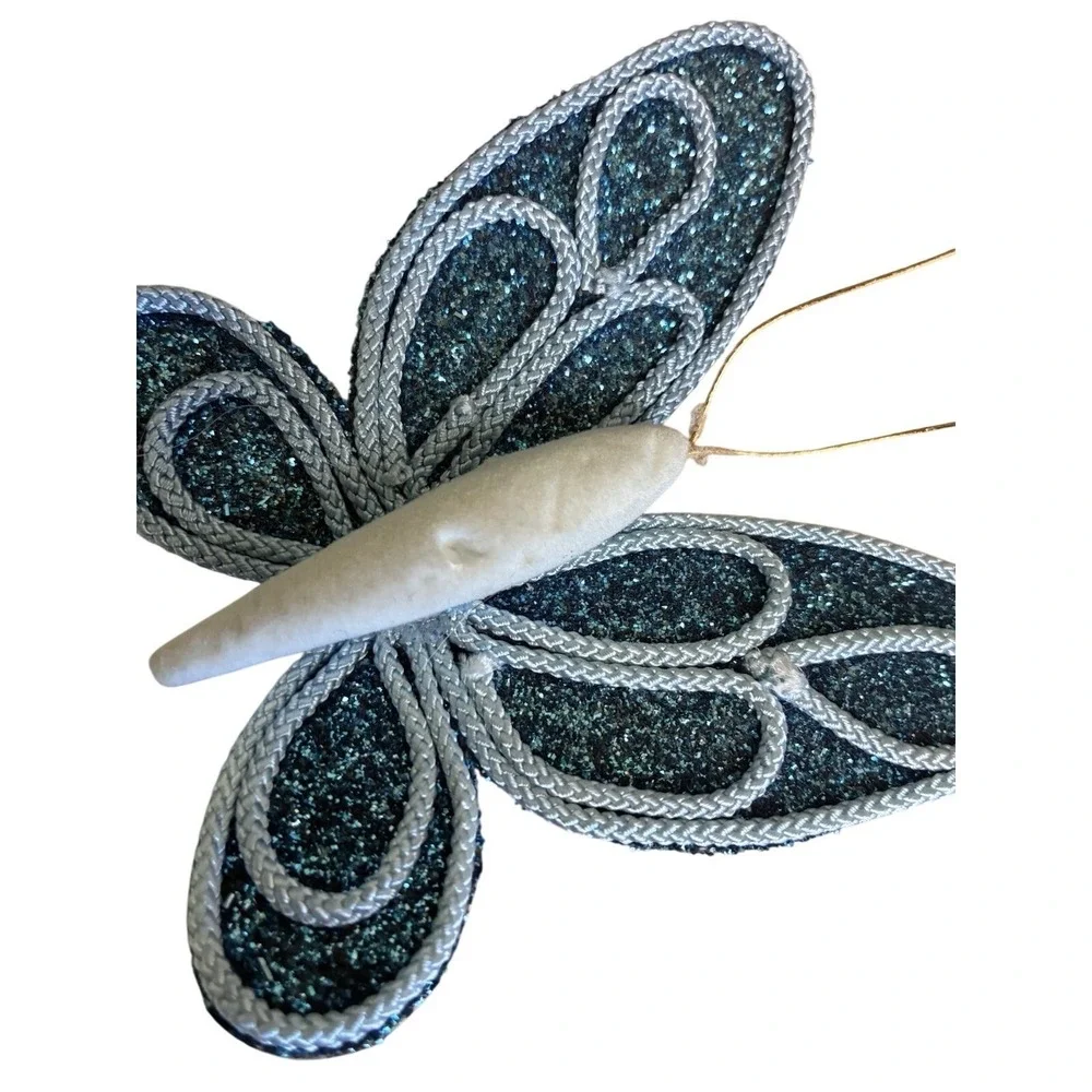 Butterfly Christmas Ornaments Blue Clip 2 pc 3x4
